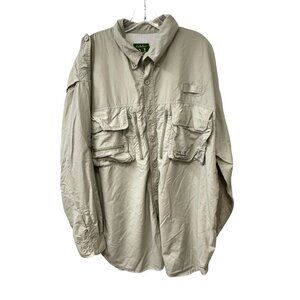 Cabelas Guidewear Mens Long Sleeve Vented Fishing Button Down Shirt Size 2XL